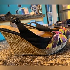 Wedge sandals. Size 7. Adjustable strap.